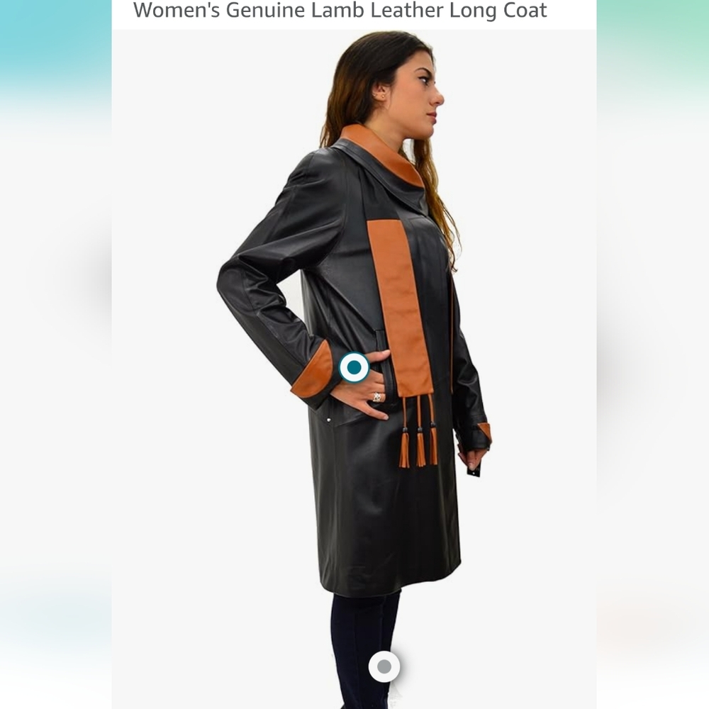 PRODI Lamb Leather Long Coat - Black and Tan